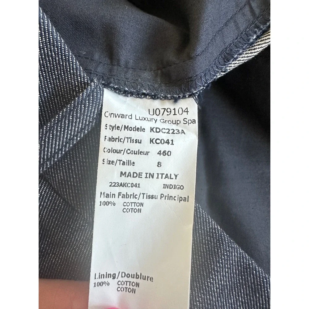 Michael Kors Italy Indigo Blue Cotton Tailored Trousers Pants KDC223A Size 8
